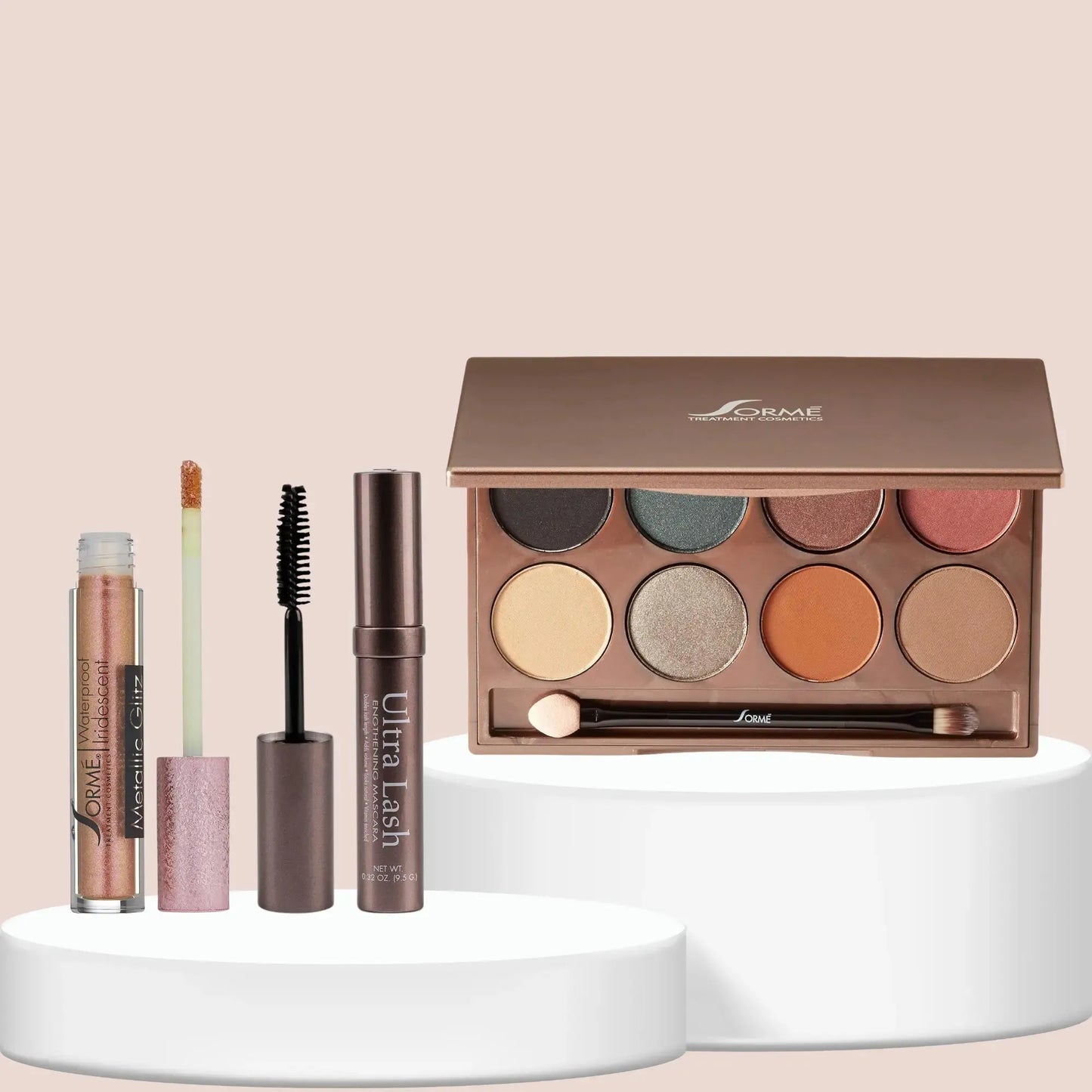 SORME Eyeshadow Palette, Waterproof Mascara & Metallic Lip Gloss Capeli