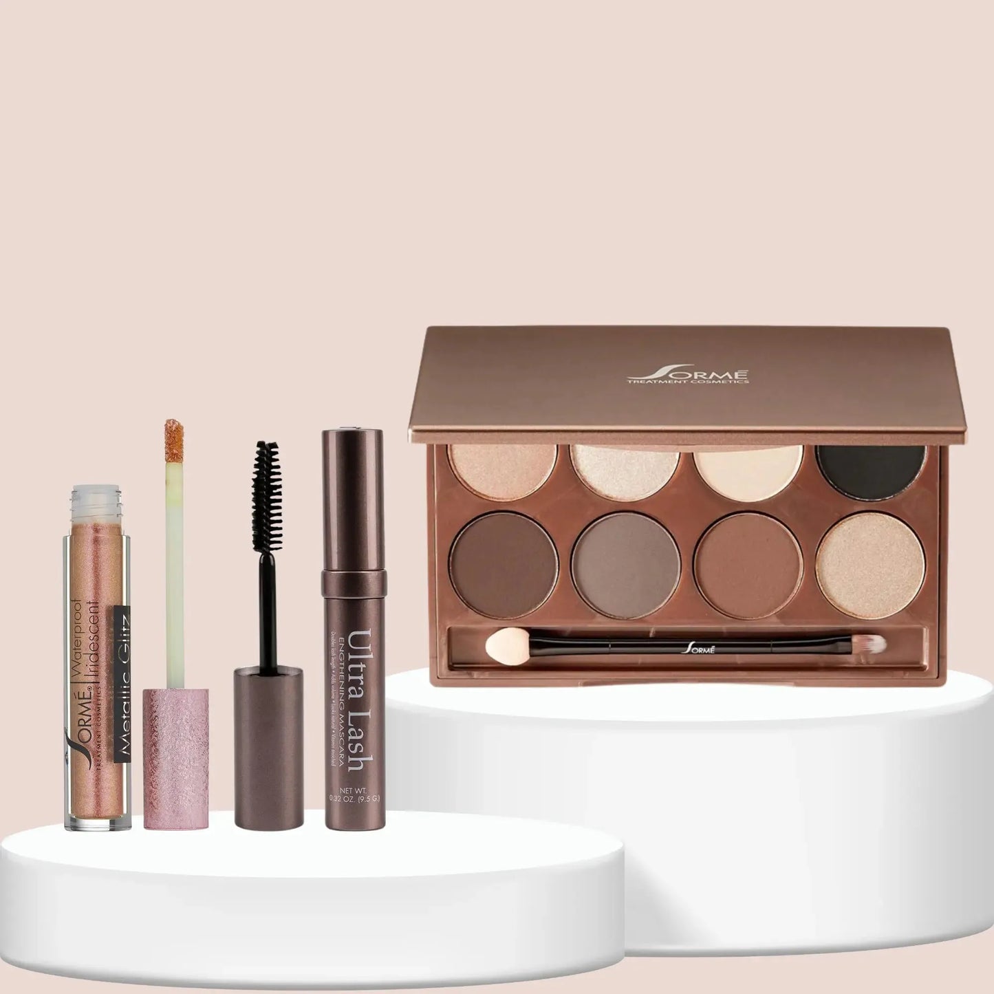 SORME Eyeshadow Palette, Waterproof Mascara & Metallic Lip Gloss Capeli