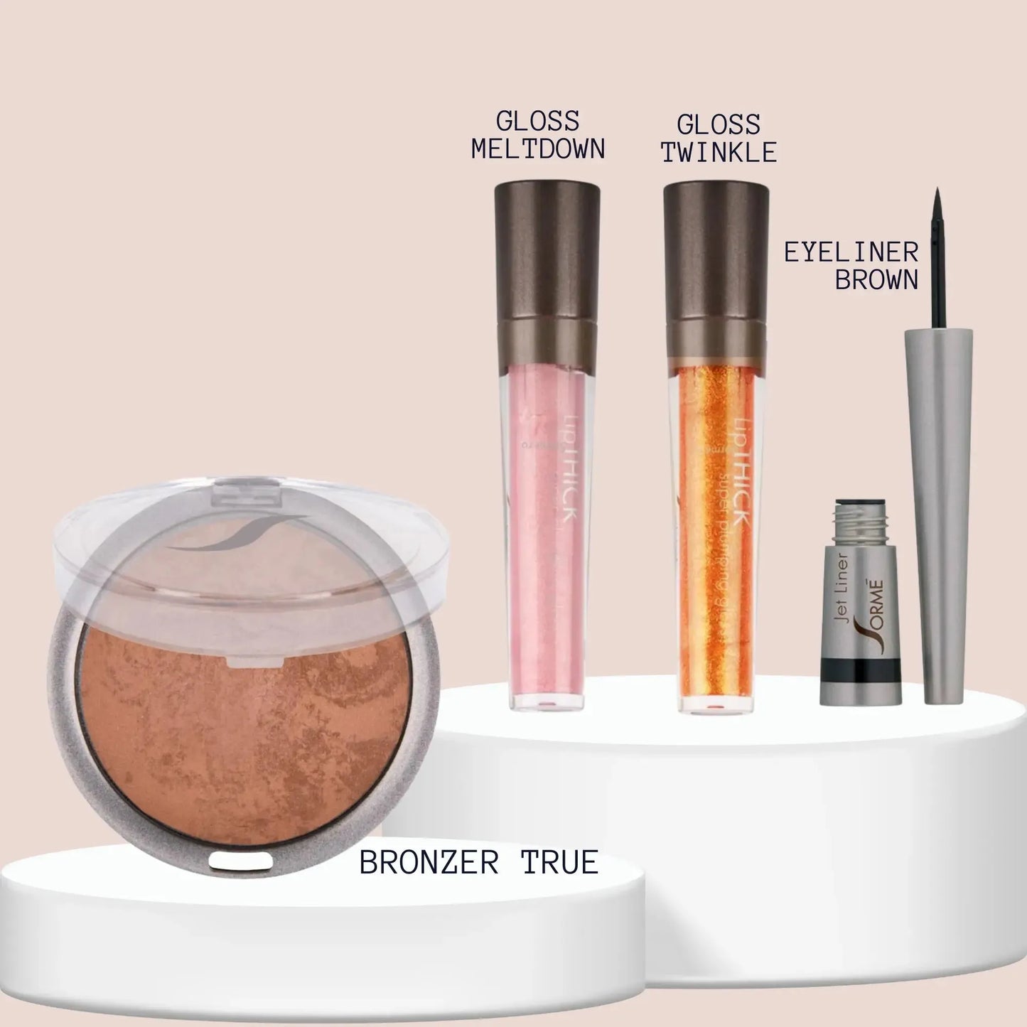 SORME Jet Liner Marrón + Labial Voluminizador Meltdown & Twinkle + Bronceador True Capeli