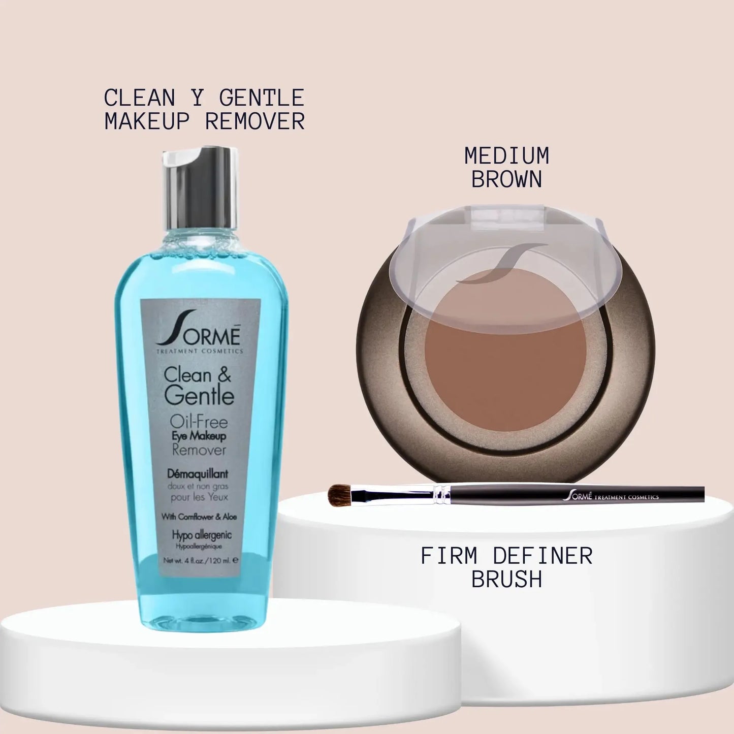 Sorme Cejas Medium Brown + Desmaquillante + Brocha Base Capeli