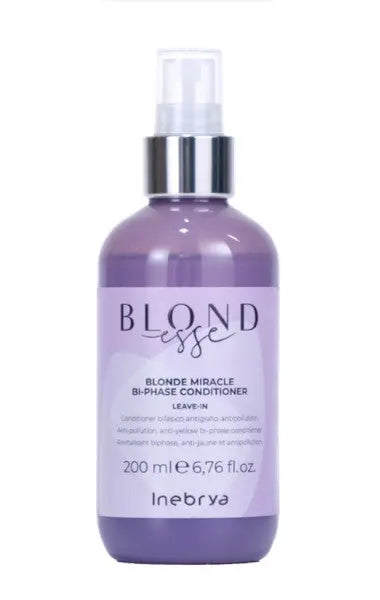 Inebrya - Acondicionador Blonde Miracle Bi-Phase 200 ml - Para Cuidado y Mantenimiento de Cabellos Rubios. Capeli