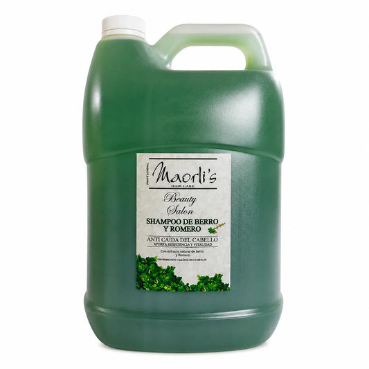 Maorlis Shampoo Berro y Romero Galon : Combate la caída, revitaliza y fortalece desde la raíz del cabello