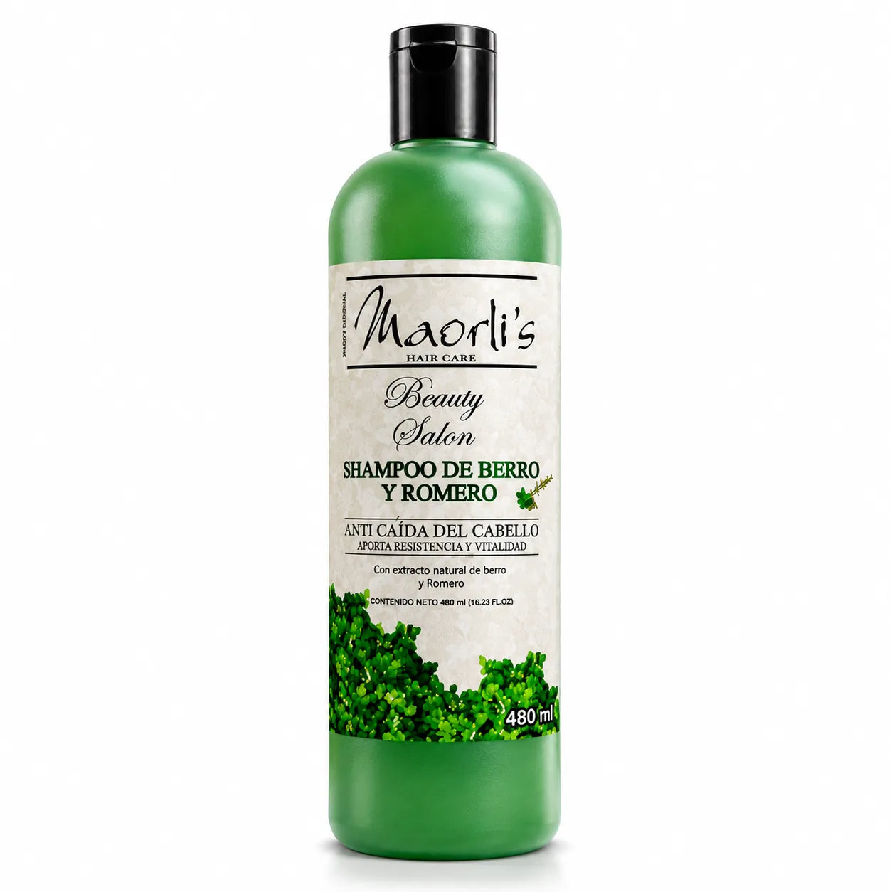 Maorlis Shampoo Berro y Romero 16 onzas : Combate la caída, revitaliza y fortalece el cabello