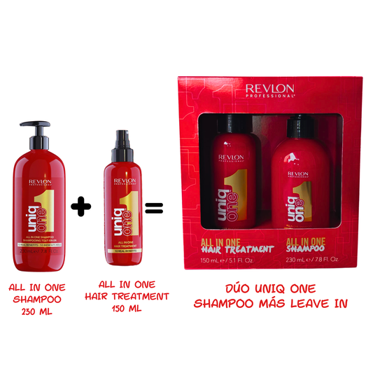 Revlon Professional, UniqOne All in One: Leave-In 150 ML + Shampoo 230 ML. La rutina completa con 10 beneficios reales para tu cabello