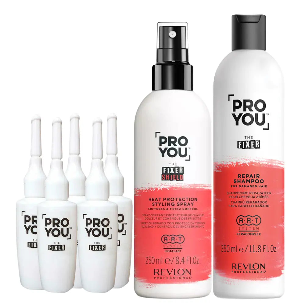 Revlon Professional, Shampoo, Spray Protector y Ampollas The Fixer ProYou - Reparación del Cabello Capeli