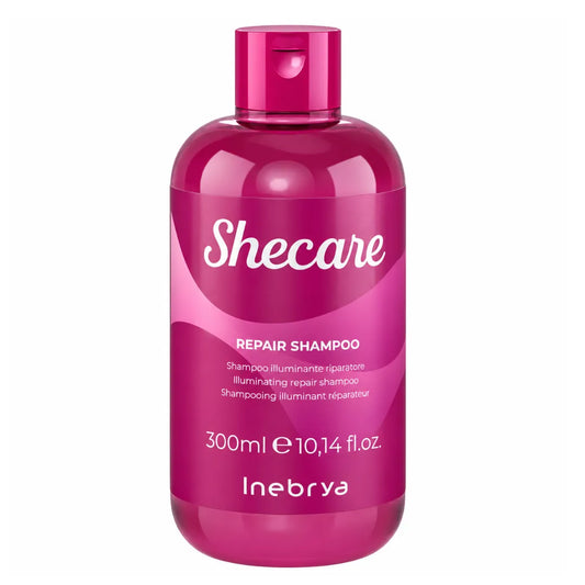 Inebrya Shampoo Ice Shecare Reconstructor 300 ml: Ilumina y repara el cabello dañado, restaurando la fibra capilar con queratina vegetal. Sin SLES ni sulfatos. Ideal para cabellos tratados.