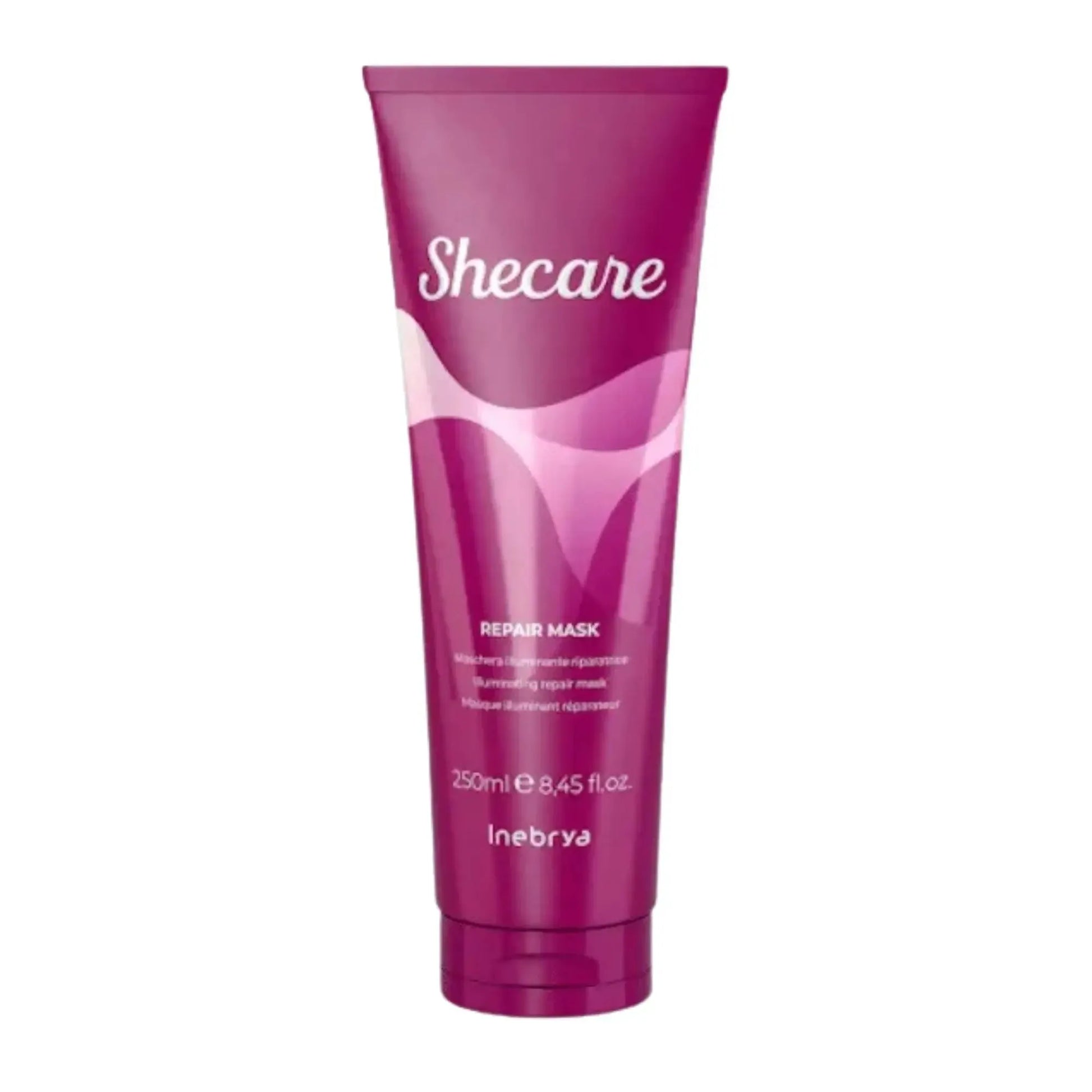 Inebrya Ice Cream Shecare Mask 250ml: Reconstruye cabellos dañados, hidrata y nutre profundamente. Con queratina vegetal y Aloe Vera, sella las cutículas para mayor suavidad. Capeli