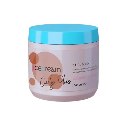 Inebrya Mascarilla Ice Cream Curl 500 ml: Hidrata y define rizos, controlando el encrespamiento. Sin siliconas ni sulfatos. Ideal para rizos naturales y con permanente. Capeli