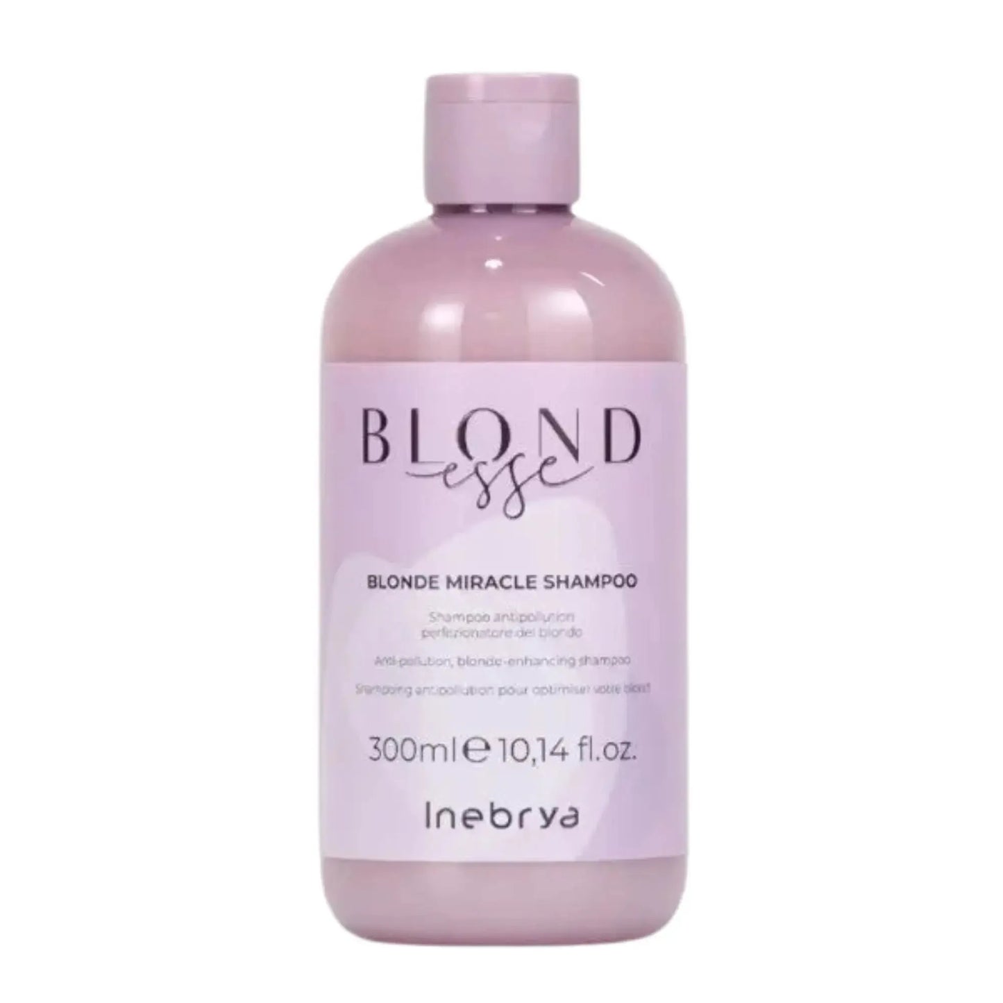 Inebrya Shampoo Blonde Miracle 300 ml: Hidrata y protege el cabello rubio, con aceite de coco y sin parabenos, manteniendo el color vibrante y un brillo luminoso por más tiempo. Capeli