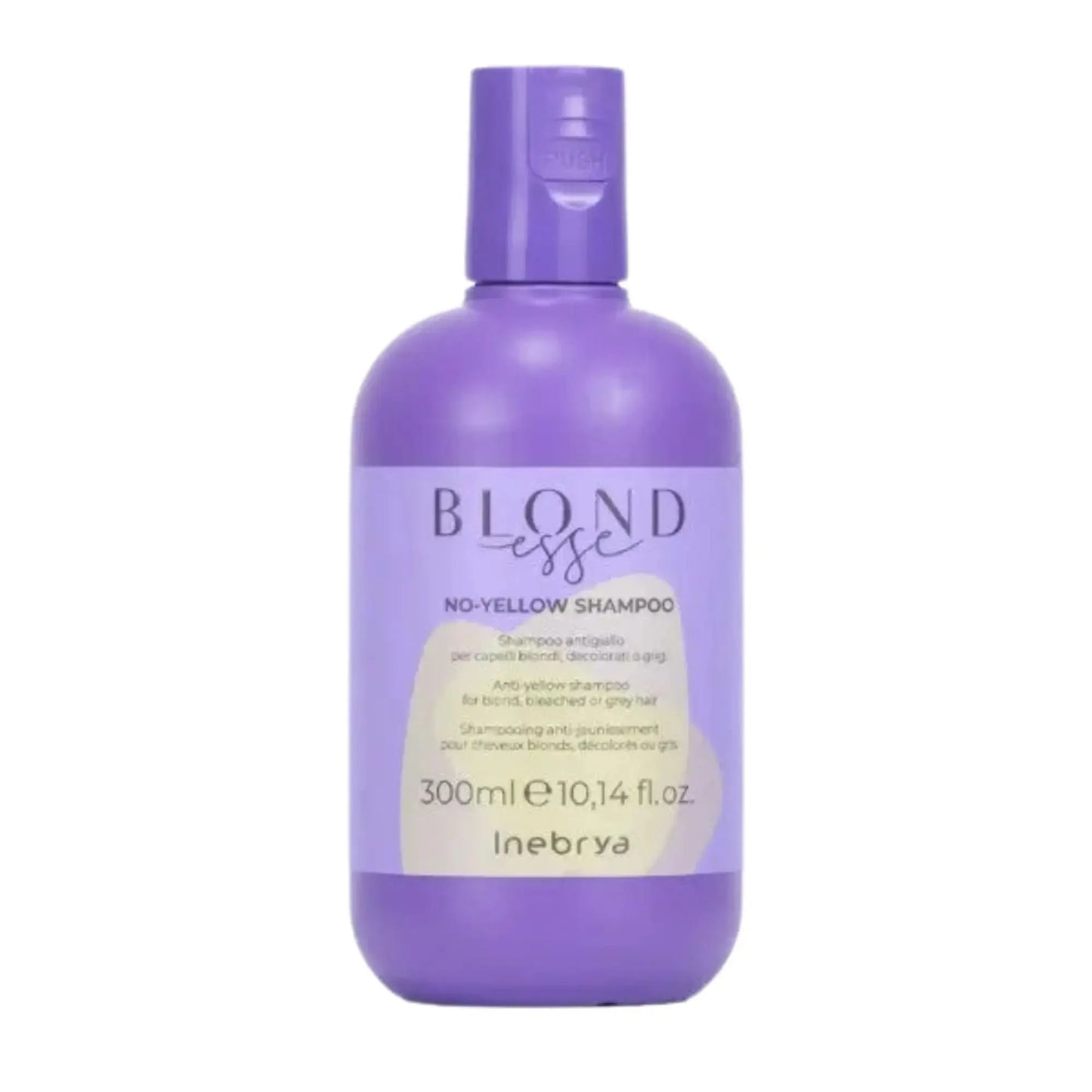 Inebrya Shampoo Blondesse No Yellow 300 ml: Neutraliza tonos amarillos no deseados, intensificando tonos fríos en cabellos rubios, decolorados o grises. Sin silicona, limpia profundamente. Capeli