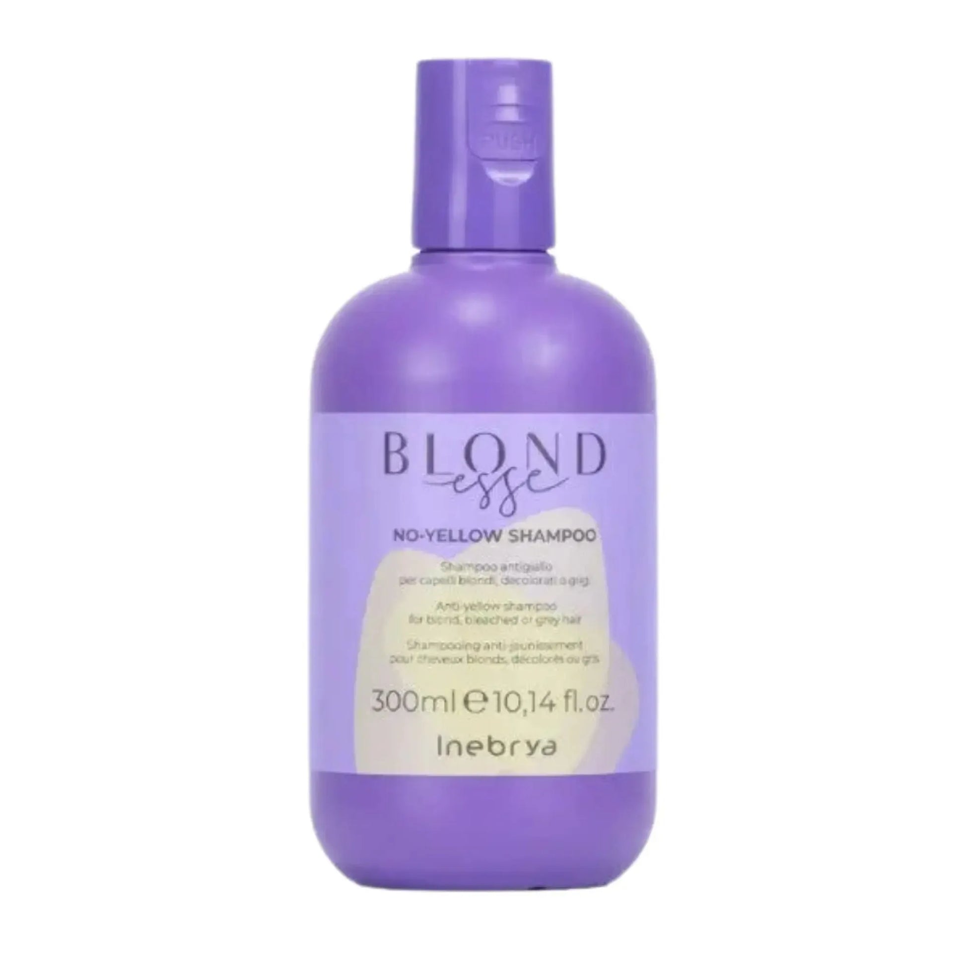 Inebrya Shampoo Blondesse No Yellow 300 ml: Neutraliza tonos amarillos no deseados, intensificando tonos fríos en cabellos rubios, decolorados o grises. Sin silicona, limpia profundamente. Capeli