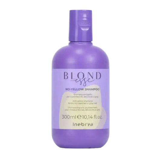 Inebrya Shampoo Blondesse No Yellow 300 ml: Neutraliza tonos amarillos no deseados, intensificando tonos fríos en cabellos rubios, decolorados o grises. Sin silicona, limpia profundamente. Capeli