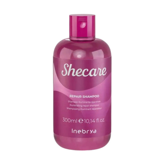 Inebrya Shampoo Ice Shecare Reconstructor 300 ml: Ilumina y repara el cabello dañado, restaurando la fibra capilar con queratina vegetal. Sin SLES ni sulfatos. Ideal para cabellos tratados. Capeli