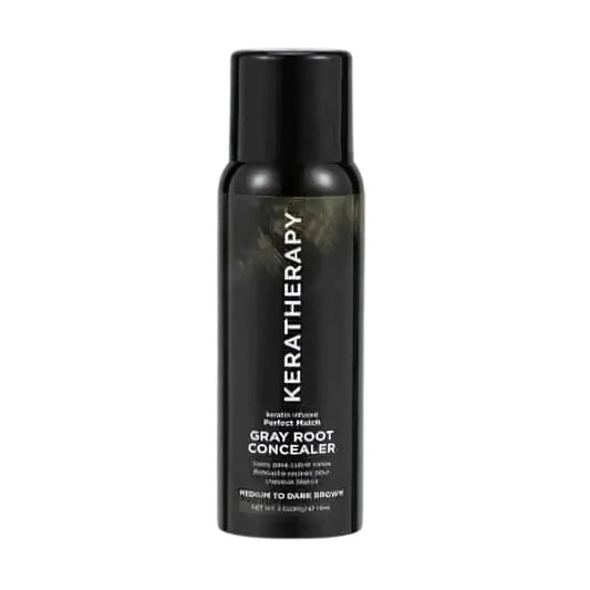 Keratherapy Perfect Match, Corrector de Canas Castaño Oscuro 3oz – Spray de color temporal que cubre instantáneamente las raíces con canas Capeli
