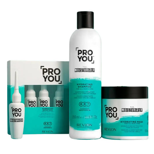 Revlon Professional Proyou The Moisturizer Oferta Trio:  Shampoo, Mascarilla y Ampollas: Sistema completo para el cuidado del cabello seco Capeli