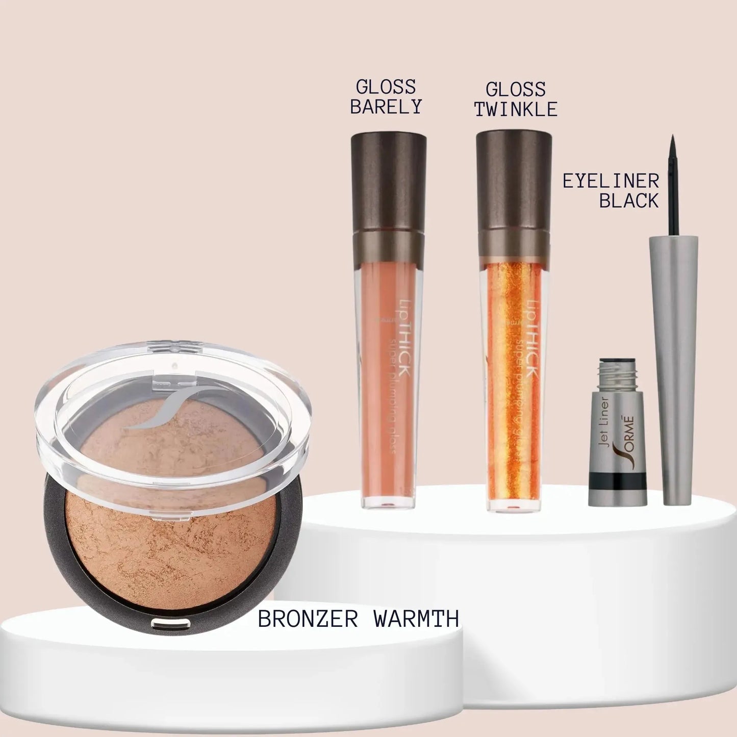 SORME Jet Liner Negro + Labial Voluminizador Barely & Twinkle + Bronceador Warmth Capeli