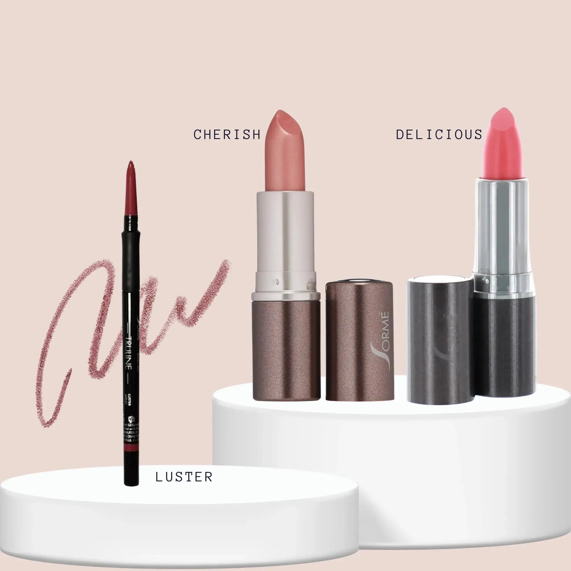 Set Labios SORME: Delineador Luster + Labiales Cherish & Delicious Capeli