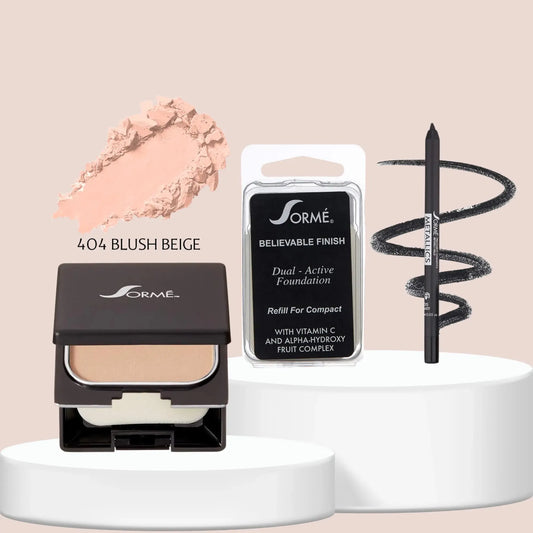 Sorme Base Polvo Blush Beige + Repuesto + Delineador Galaxy Capeli