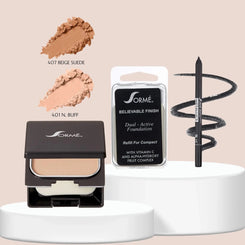 Sorme Base Polvo Natural Buff + Repuesto Beige Suede + Delineador Galaxy Capeli