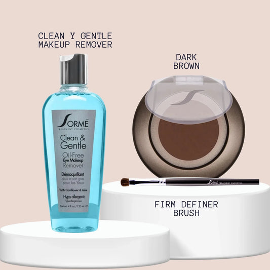 Sorme Cejas Marrón Oscuro + Desmaquillante + Brocha Delineadora Firme Capeli