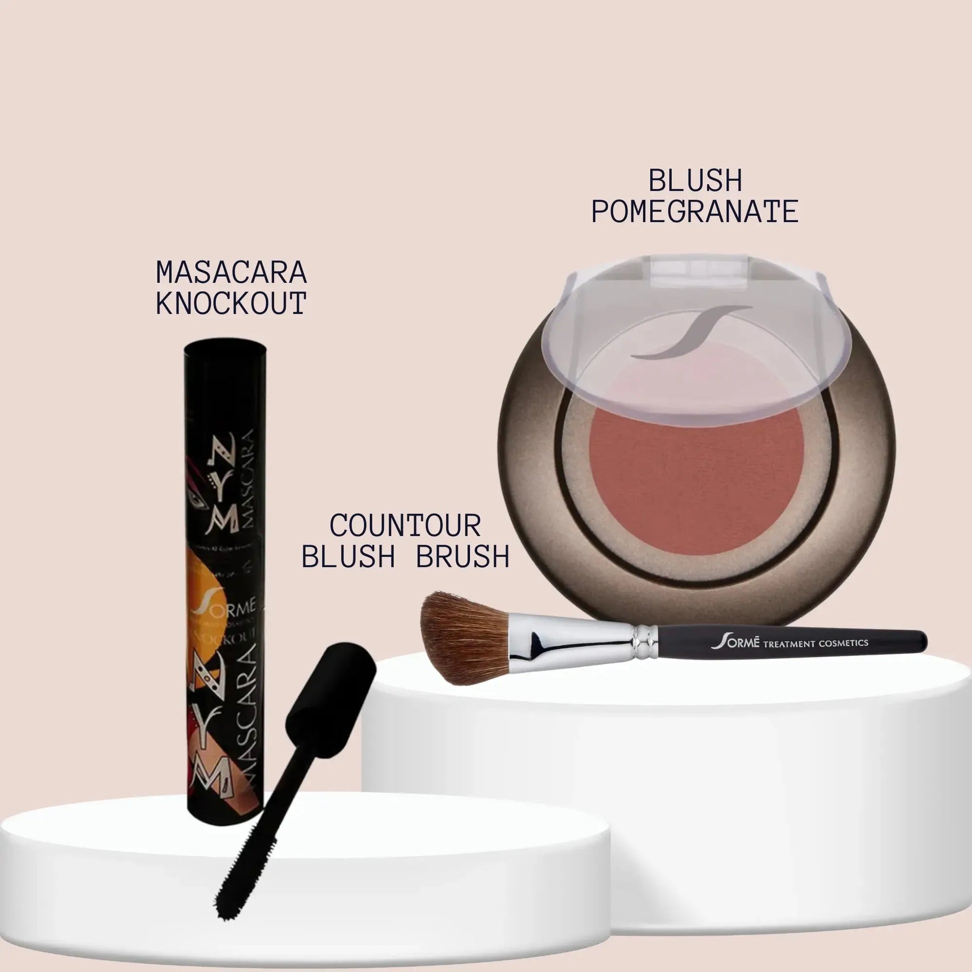 Sorme Máscara Knockout + Brocha Contorno/Rubor + Rubor Pomegranate Capeli