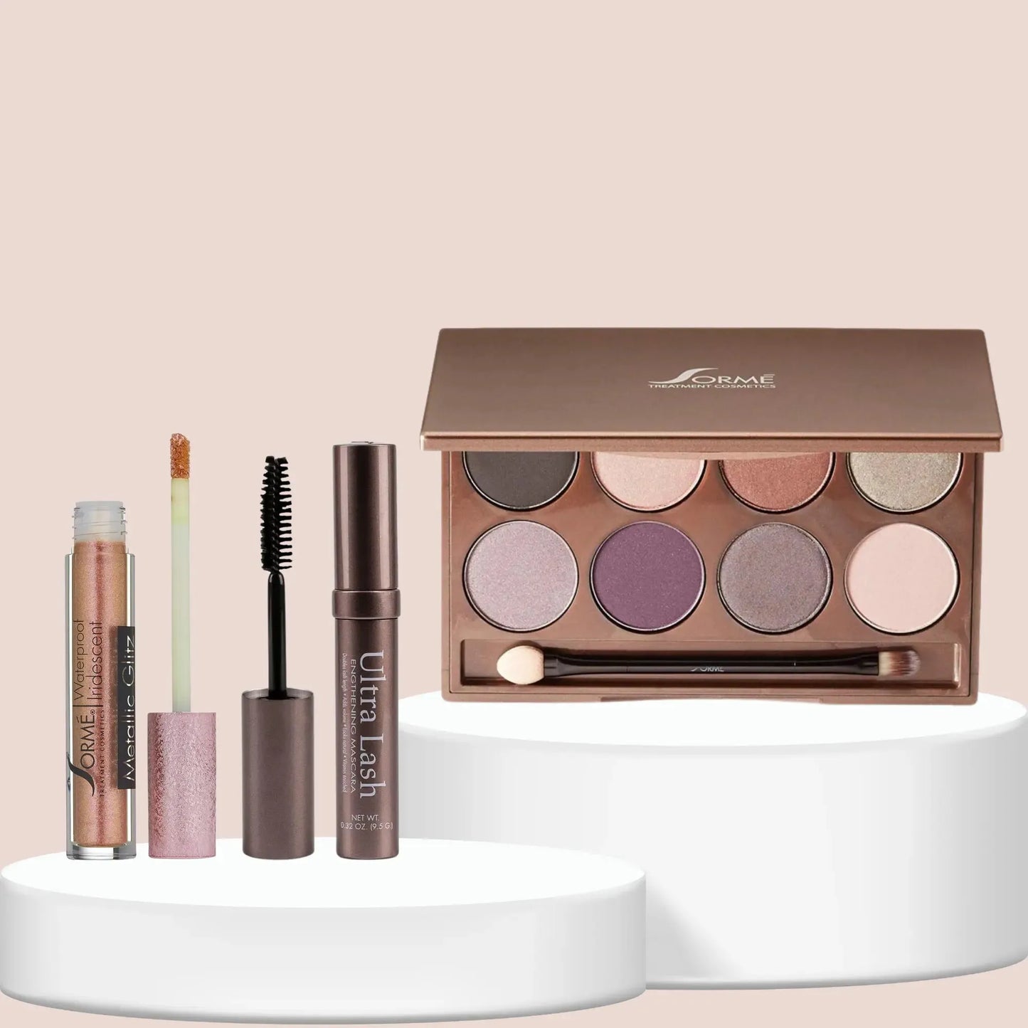 Sorme Paleta De Sombras Cool Hues + Máscara Ultralash Resistente Al Agua Dark Brown 9.5 G + Brillo De Labios Metálico Gilded Capeli