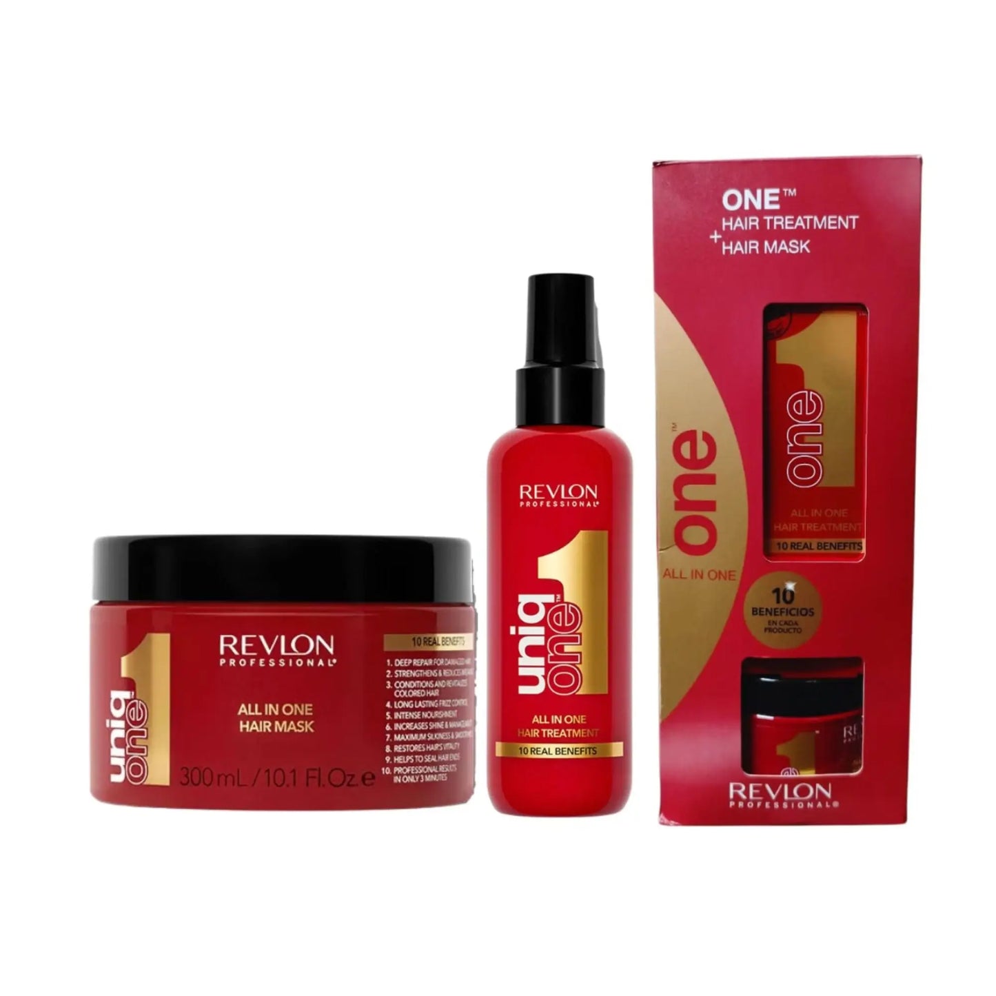 Revlon Professional, Leave In UniqOne Fragancia Clásica 150 ML más Mascarilla UniqOne 300 ML Capeli