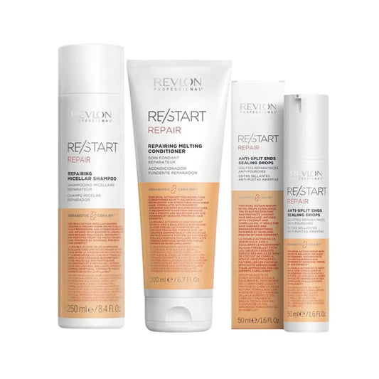 Revlon Professional, Restart, Trio Shampoo, Acondicionador y Drops The Recovery - Reparación del cabello Capeli